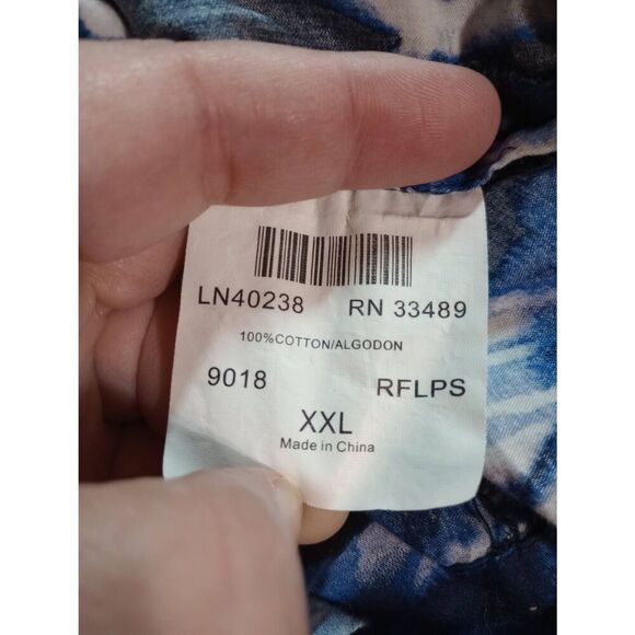 Urbane Scrub Top Ladies XXL Blue Tropical VNeck‎ - Picture 6 of 7